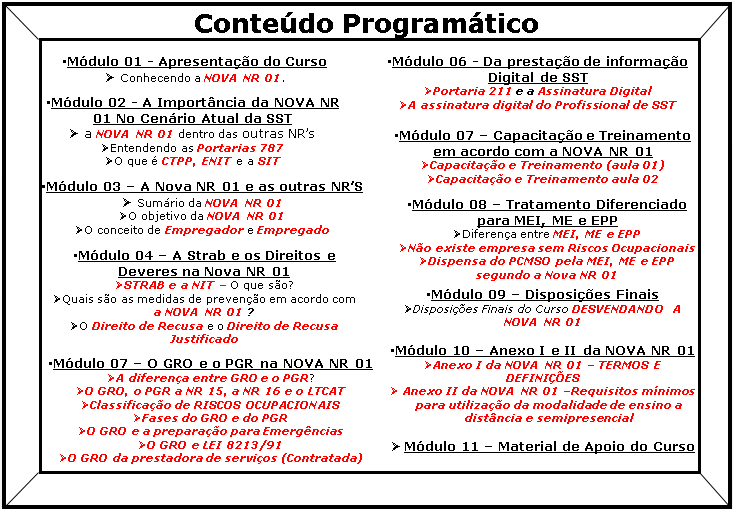 Desvendando a NOVA NR 01