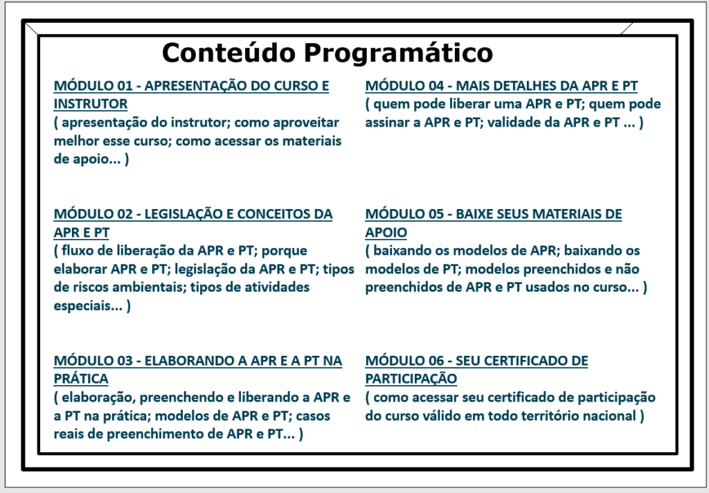 Curso de Elaboração de APR e PT